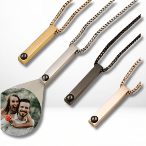 Mens Photo Projection Bar Necklace - ,Photo Necklaces Personalisr Au
