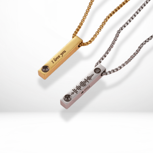 Mens Photo Projection Bar Necklace - ,Photo Necklaces Personalisr Au