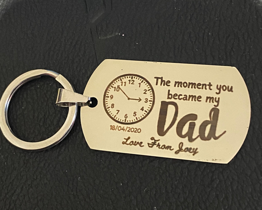 Personalised “The Moment You Became My Dad” Engraved Keychain - Key Chains Personalisr Au