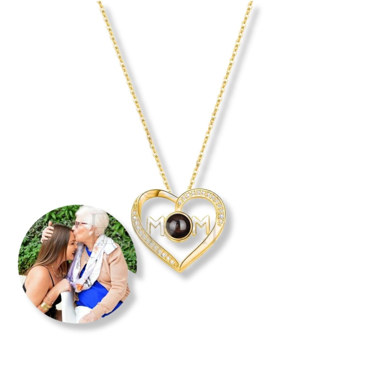 Mums Eternal Embrace - Custom Photo Projection Heart Pendants - Personalisr Au
