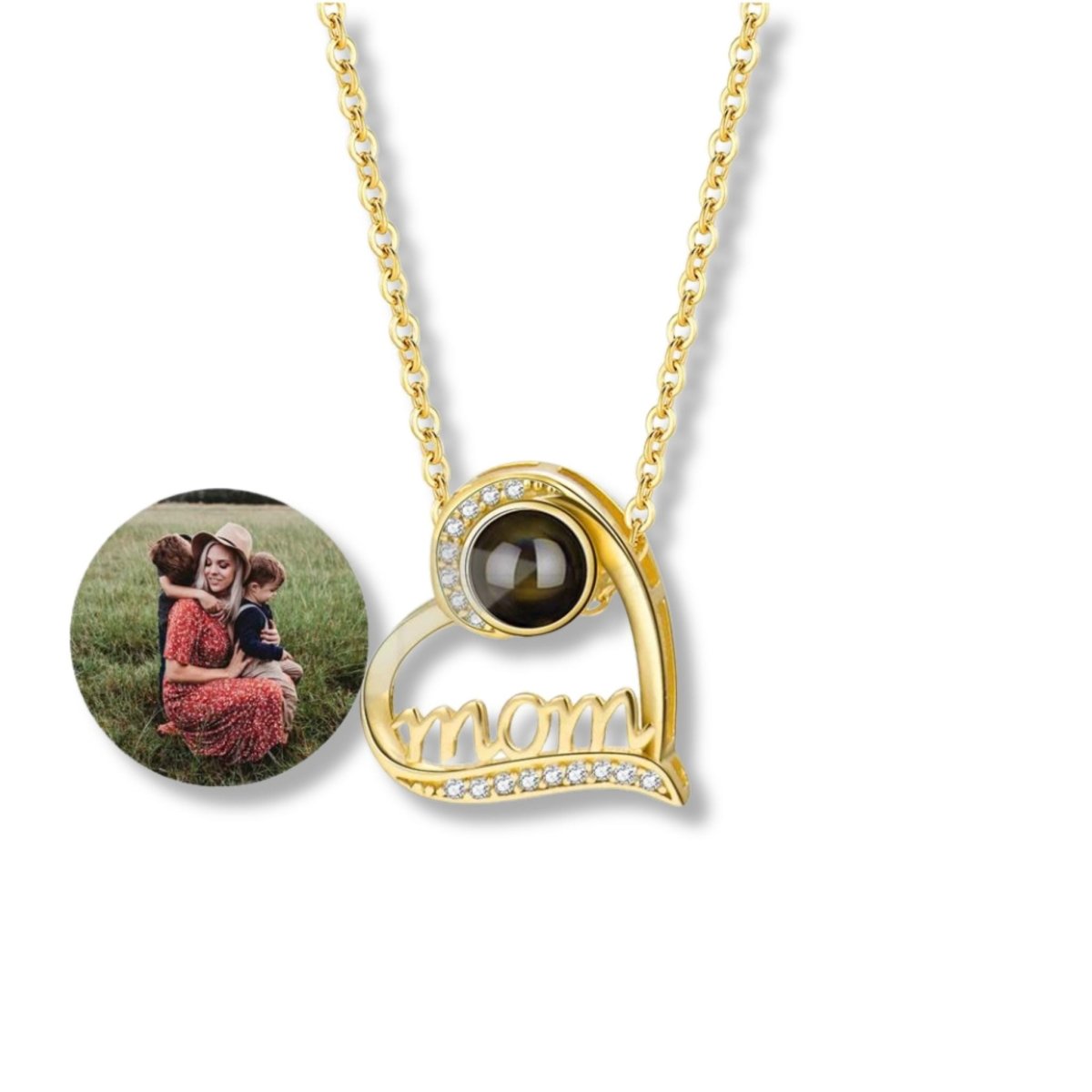 Mums Eternal Embrace - Custom Photo Projection Heart Pendants - Personalisr Au