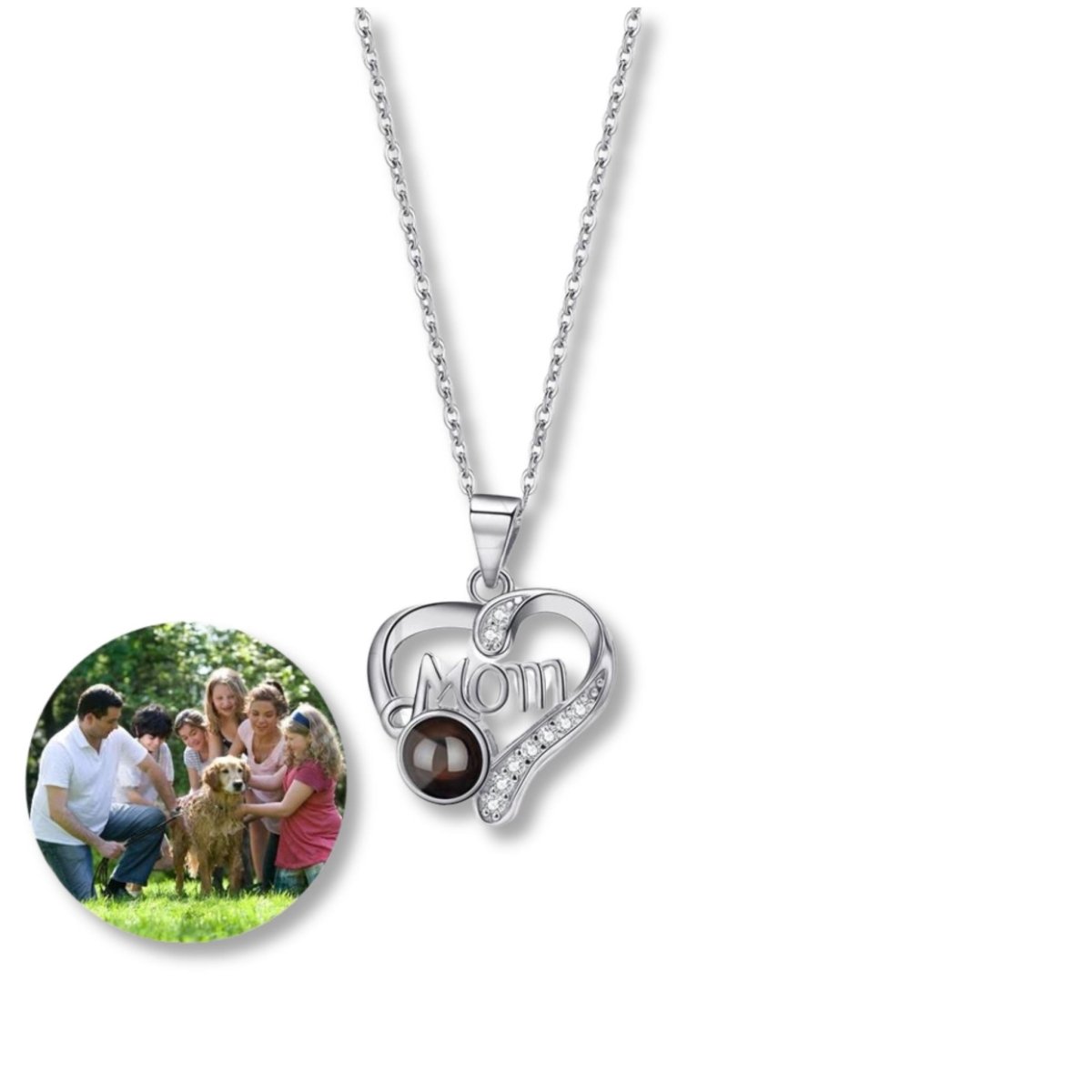 Mums Eternal Embrace - Custom Photo Projection Heart Pendants - Personalisr Au