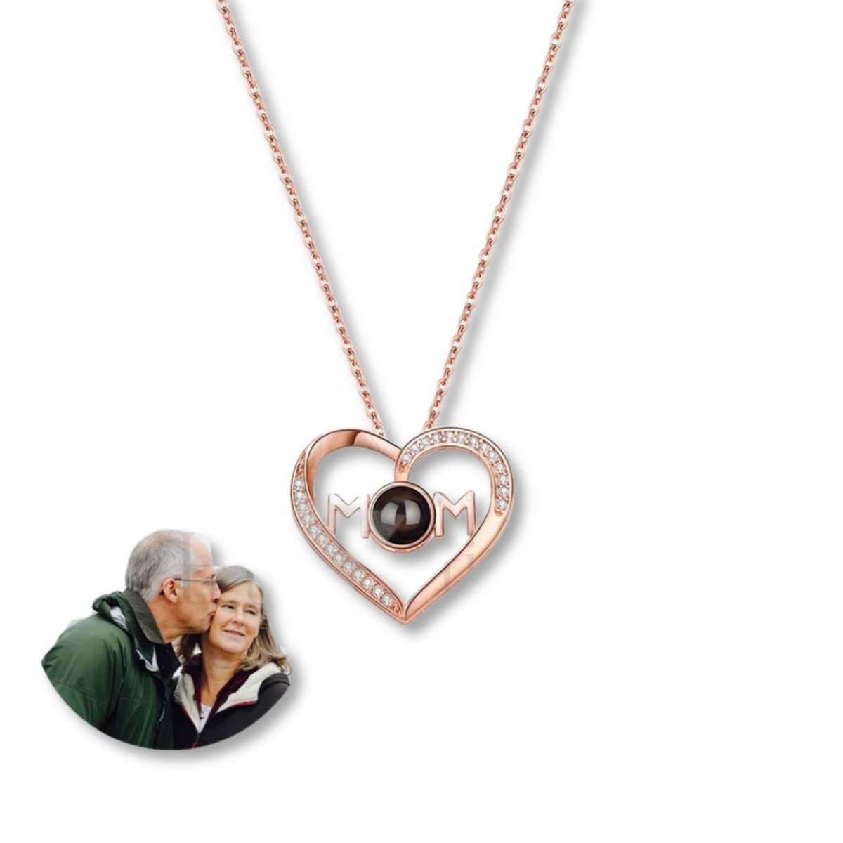 Mums Eternal Embrace - Custom Photo Projection Heart Pendants - Personalisr Au