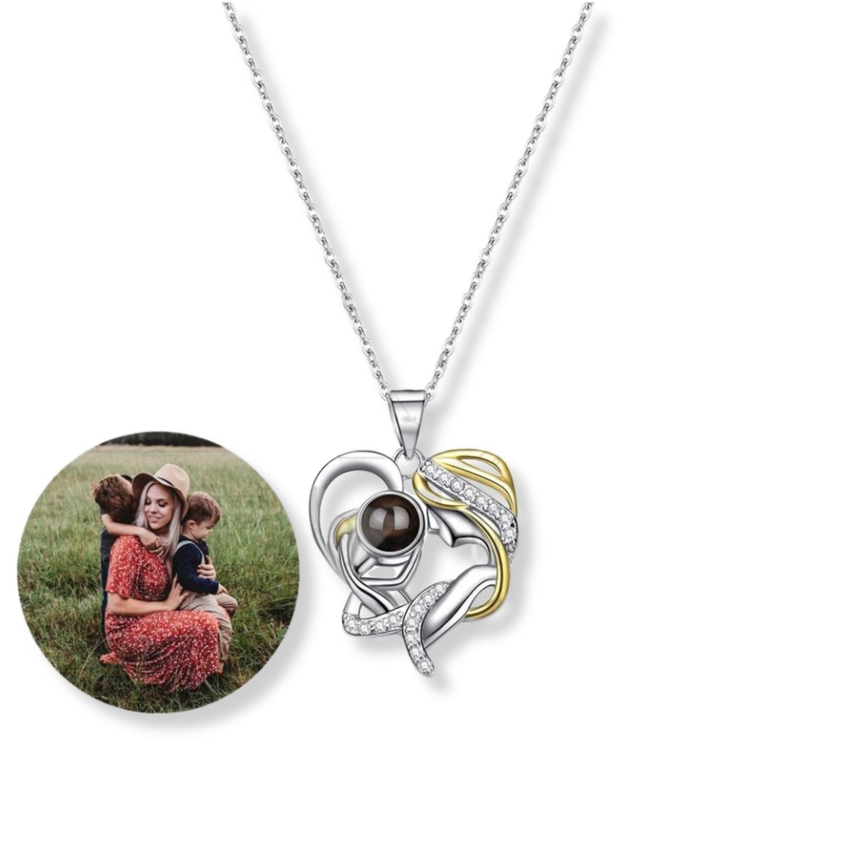 Mums Eternal Embrace - Custom Photo Projection Heart Pendants - ,Photo Necklaces - Personalisr Au