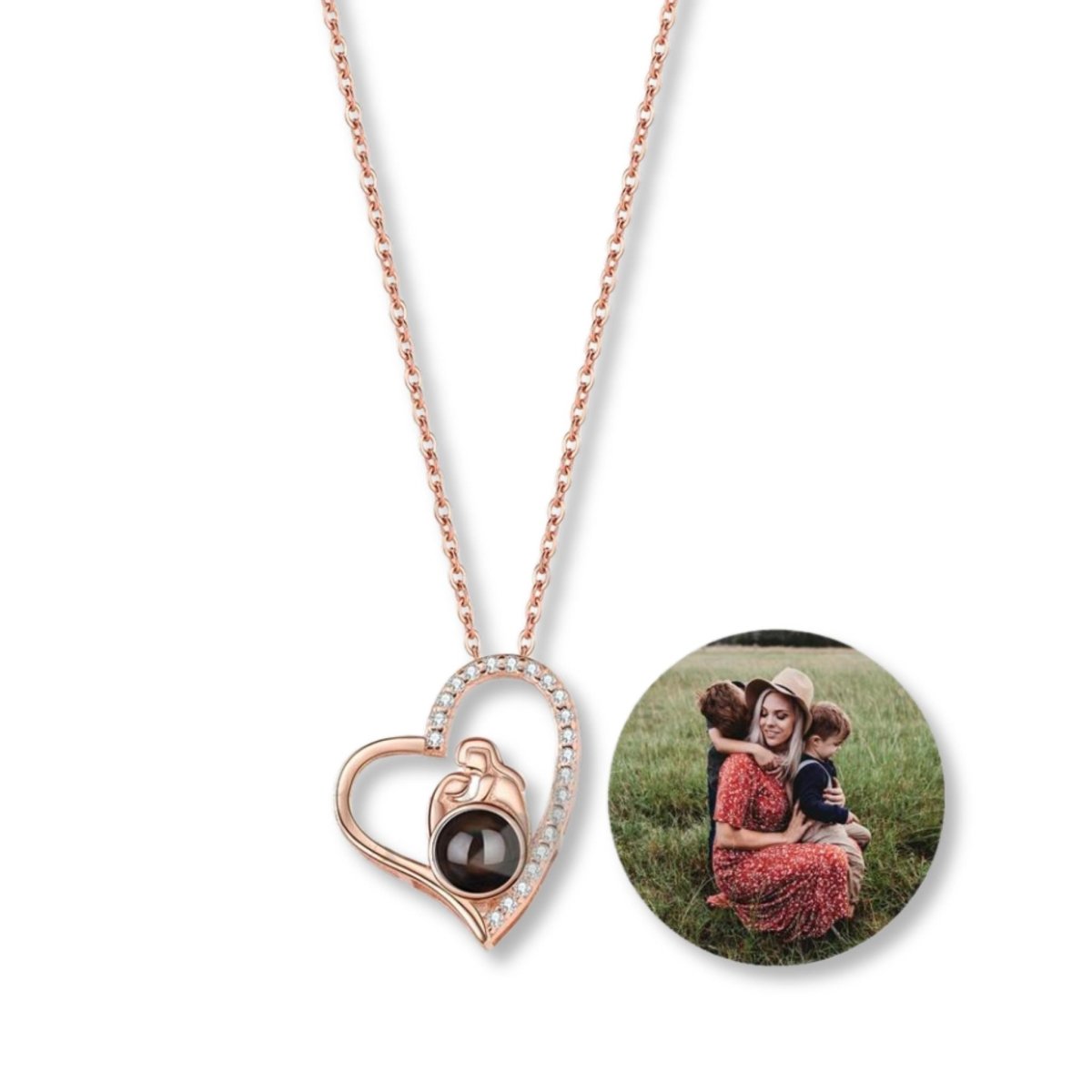 Custom Photo Projection Heart Pendants for Mums,Photo Necklaces