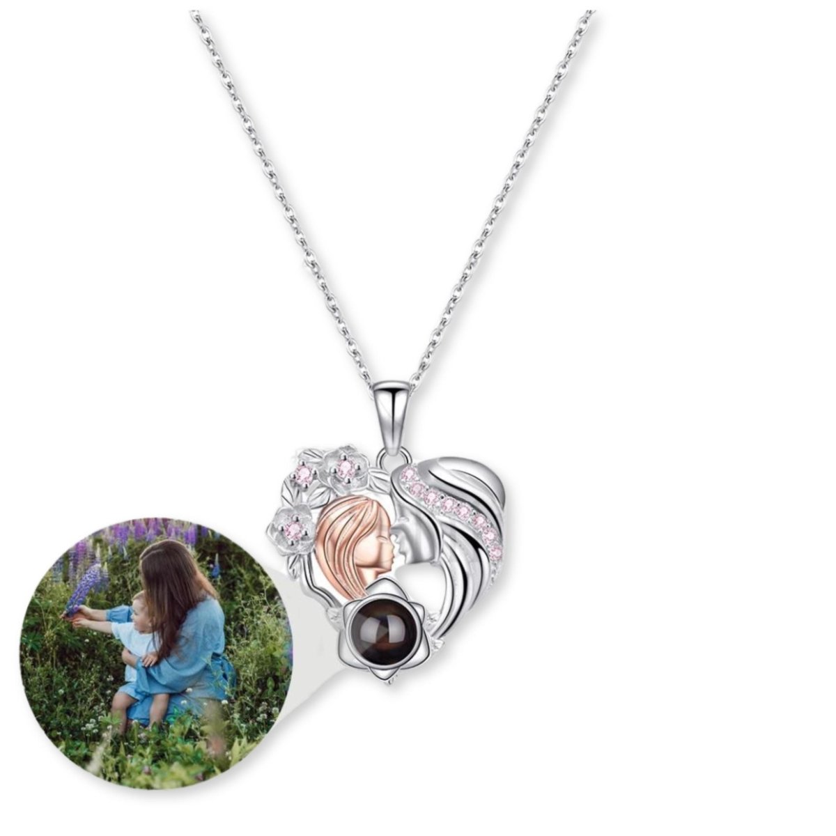 Mums Eternal Embrace - Custom Photo Projection Heart Pendants - Personalisr Au