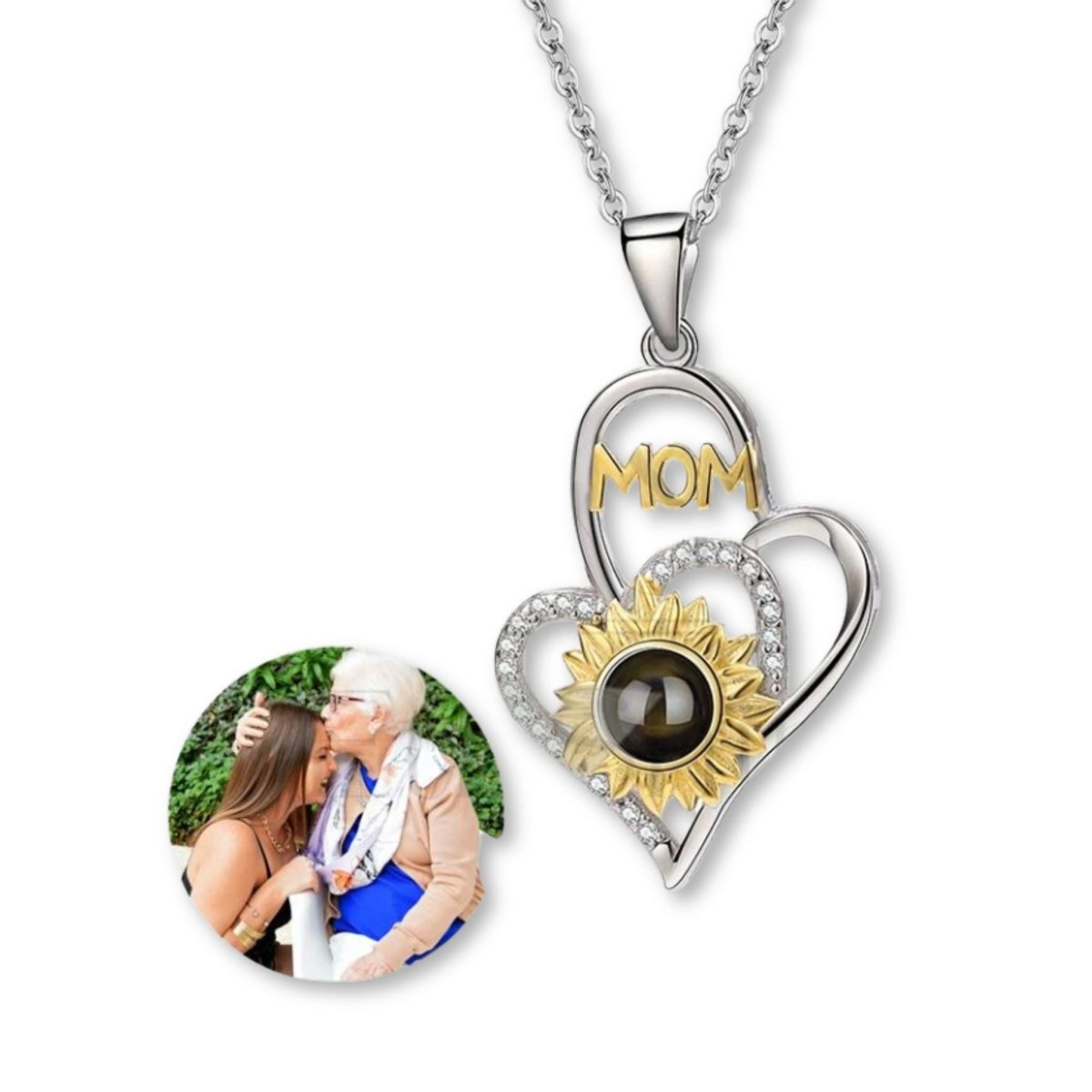 Mums Eternal Embrace - Custom Photo Projection Heart Pendants - Personalisr Au