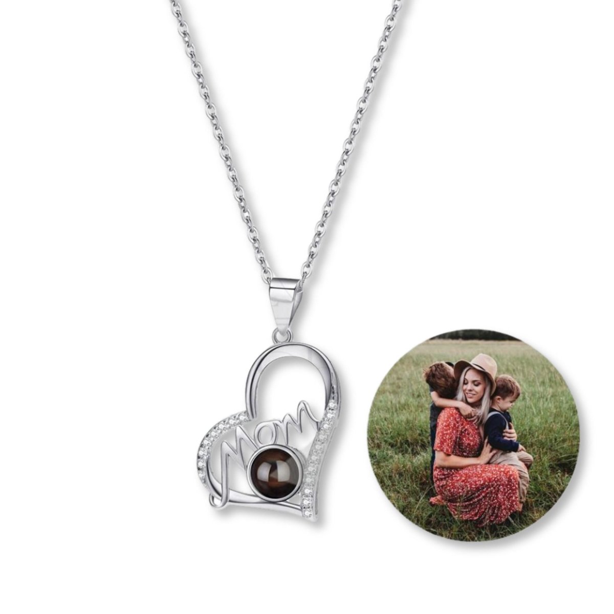 Custom Photo Projection Heart Pendants for Mums,Photo Necklaces