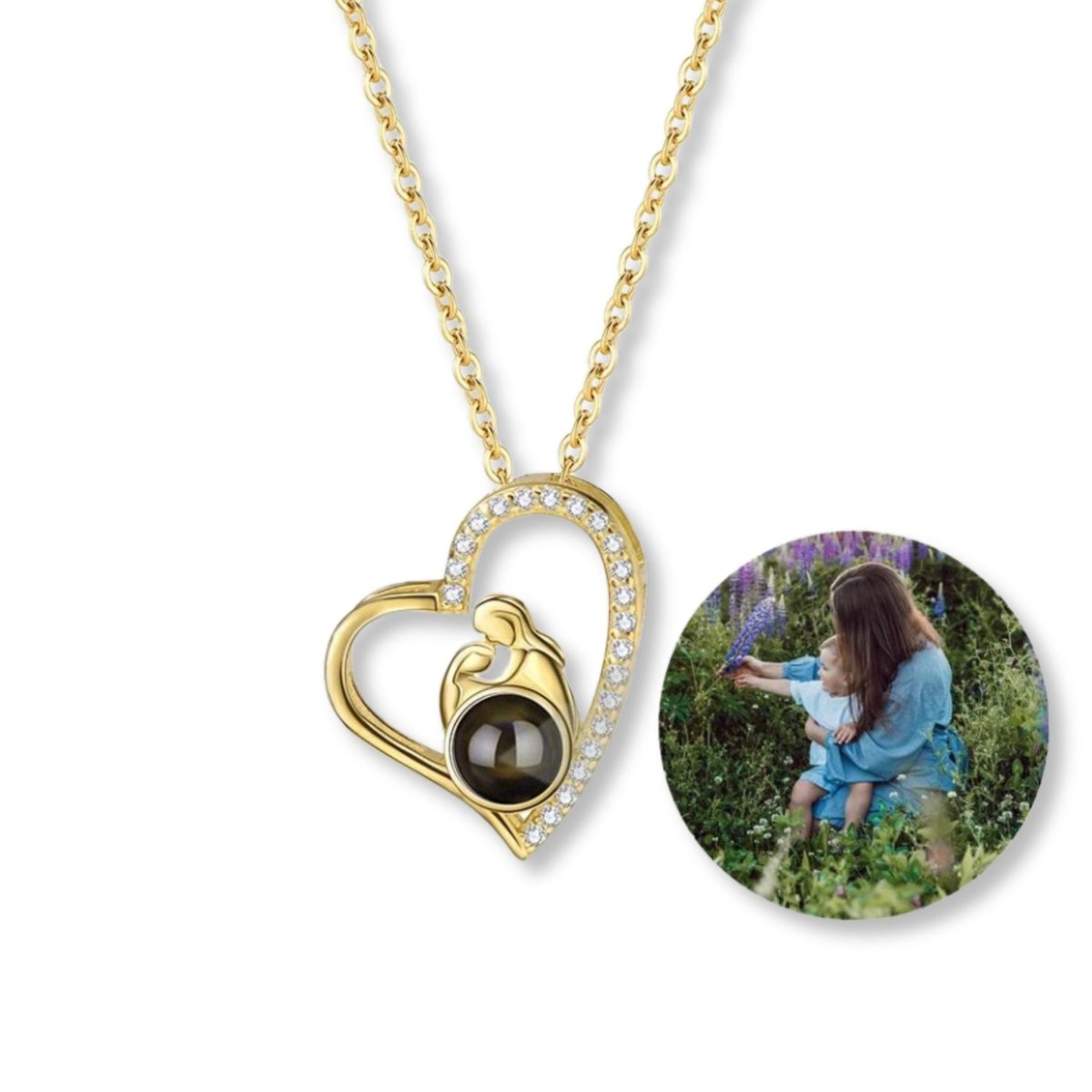 Custom Photo Projection Heart Pendants for Mums,Photo Necklaces