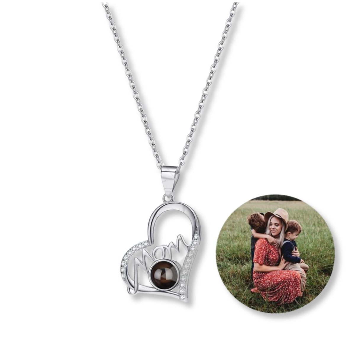 Mums Eternal Embrace - Custom Photo Projection Heart Pendants - Personalisr Au