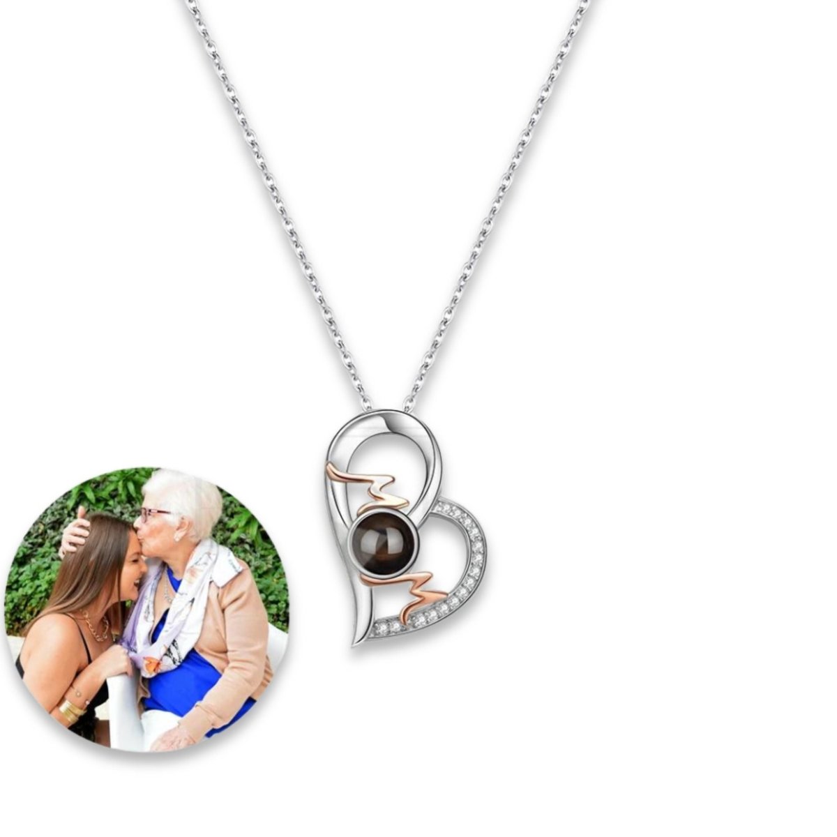 Mums Eternal Embrace - Custom Photo Projection Heart Pendants - Personalisr Au