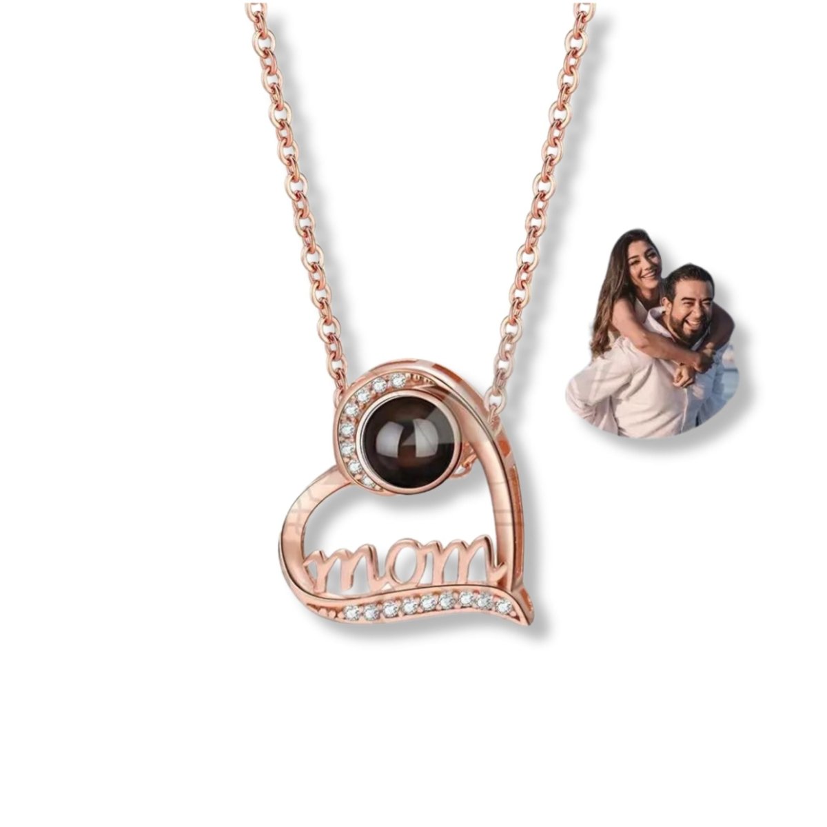 Mums Eternal Embrace - Custom Photo Projection Heart Pendants - Personalisr Au