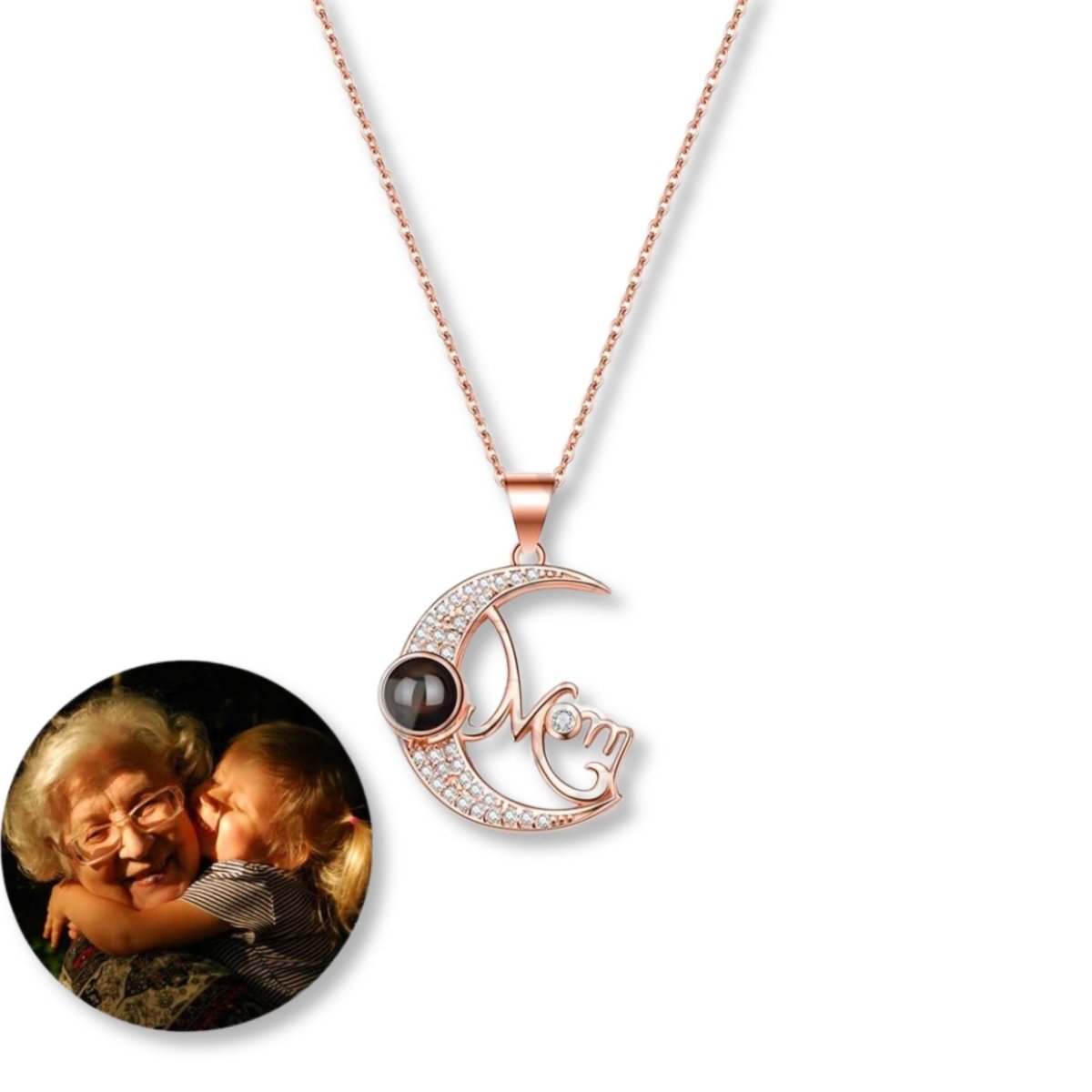 Mums Eternal Embrace - Custom Photo Projection Heart Pendants - ,Photo Necklaces - Personalisr Au