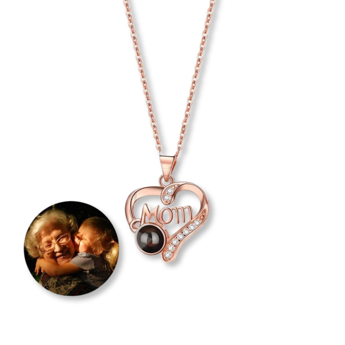 Mums Eternal Embrace - Custom Photo Projection Heart Pendants - Personalisr Au