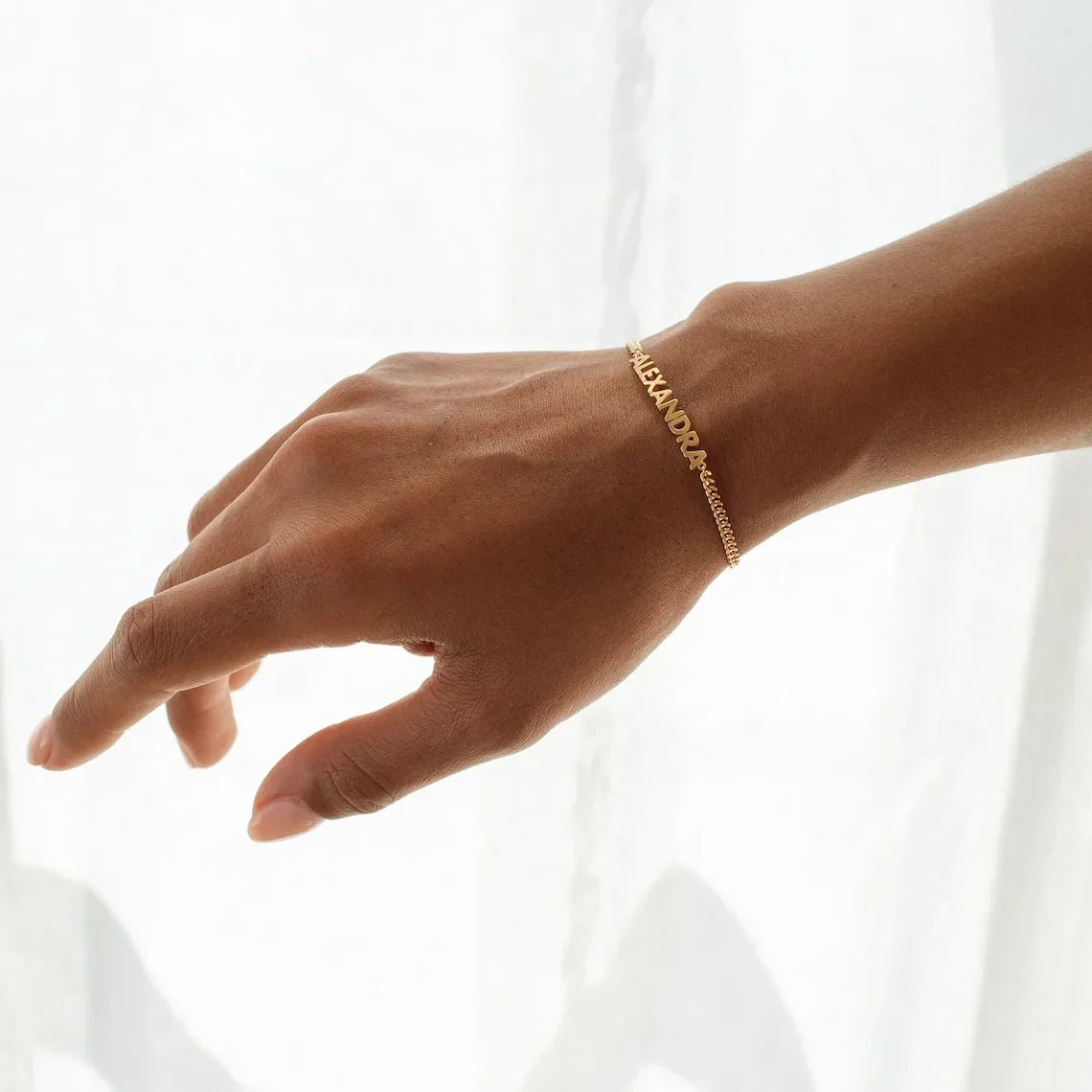personalised bracelet with name gold finish