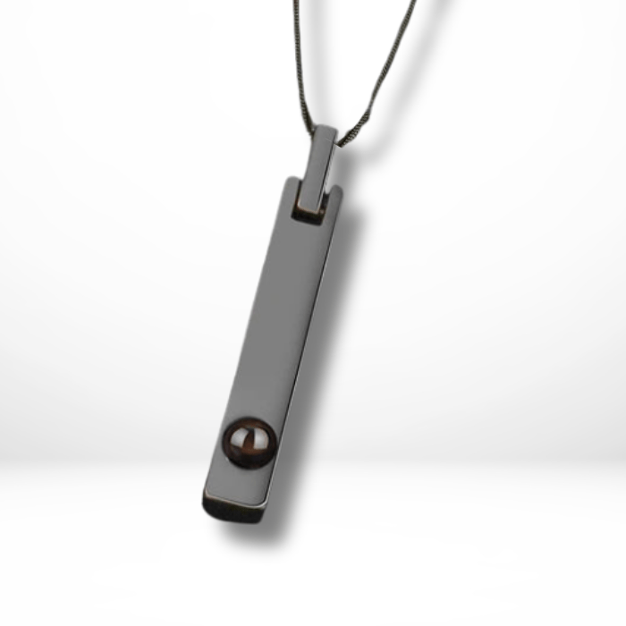 Black bar pendant, mens projection necklace