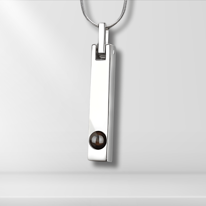 Silver bar necklace , men’s photo necklace