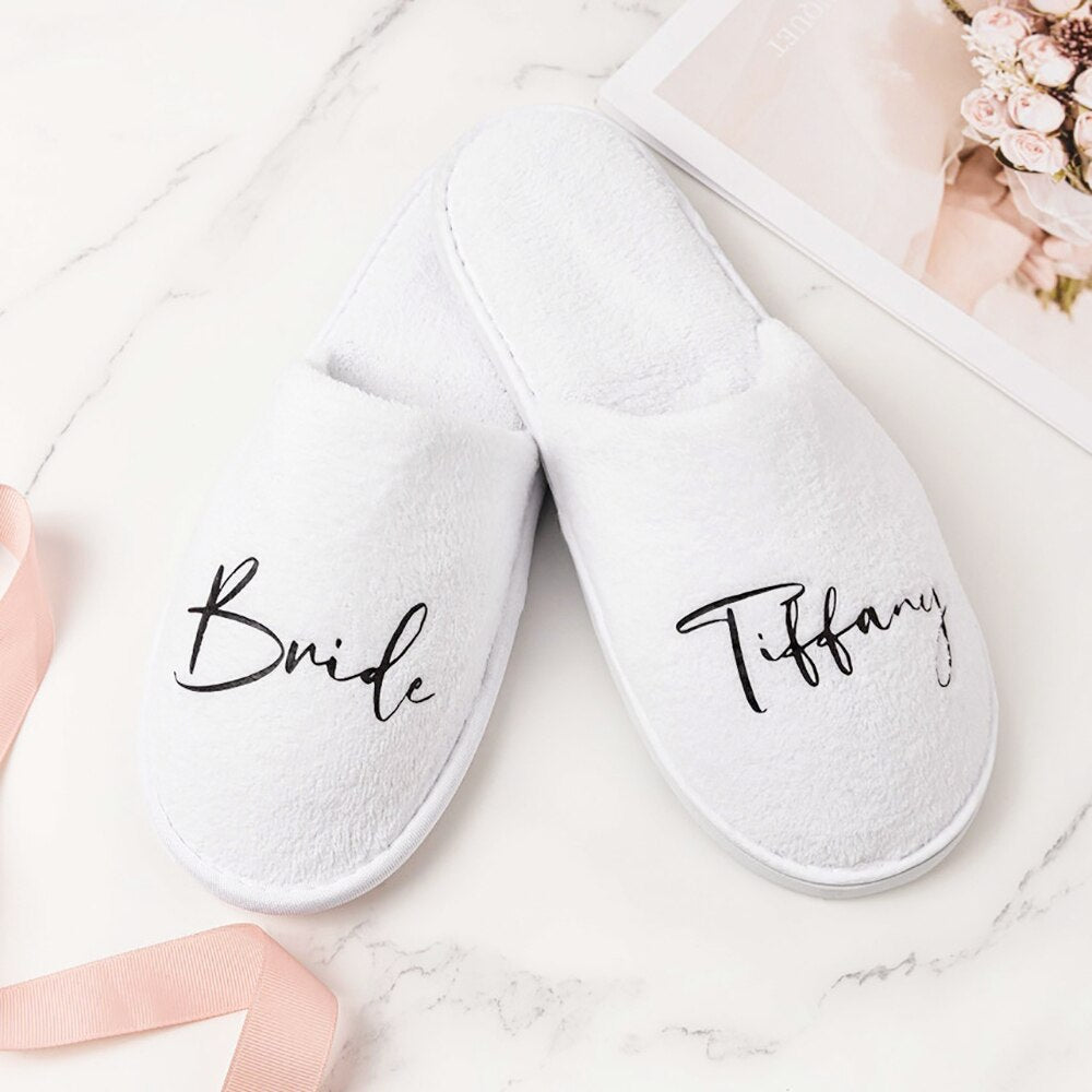 Personalised Bridal Party Slippers - Slippers Personalisr Au