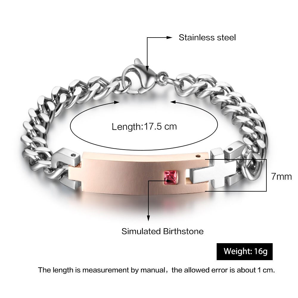 Personalised Couples Bracelets with Birthsone - 0 Personalisr Au