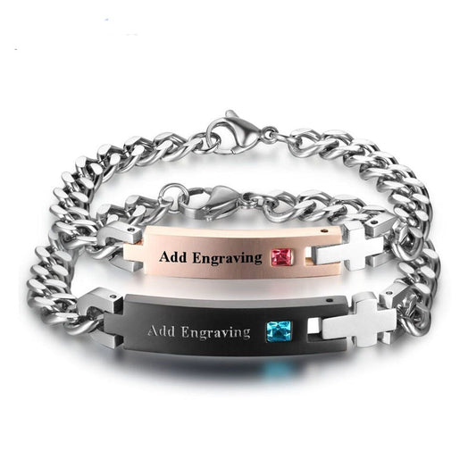 Personalised Couples Bracelets with Birthsone - 0 Personalisr Au