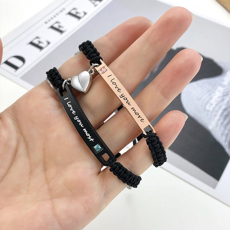 Personalised Couples Rope Bracelets with Gemstone Accents - Fashion Bracelet Personalisr Au