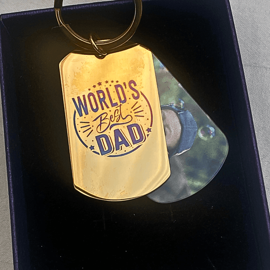 Personalised Dad Keychain Gift Set with Custom Photo Tag - Key Chains Personalisr Au