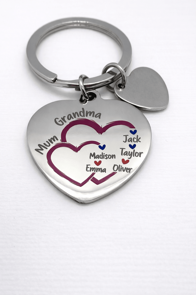 Personalised Family Heart Necklace or Keychain with Names