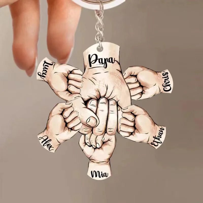 Personalised Family Names Fist Bump Keyring - Key Chains Personalisr Au