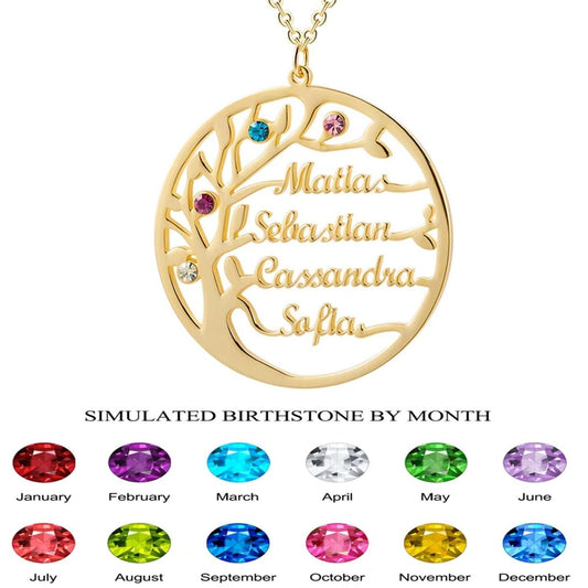 Personalised Family Tree Birthstone Necklace - 0 Personalisr Au