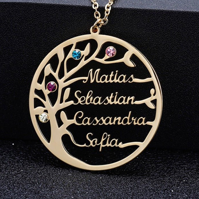 Personalised Family Tree Birthstone Necklace0