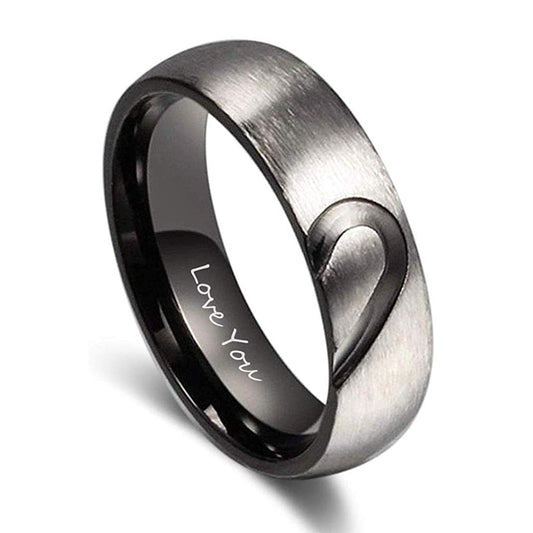 Personalised Heart Couples Ring Set with Zirconias - Name Rings Personalisr Au