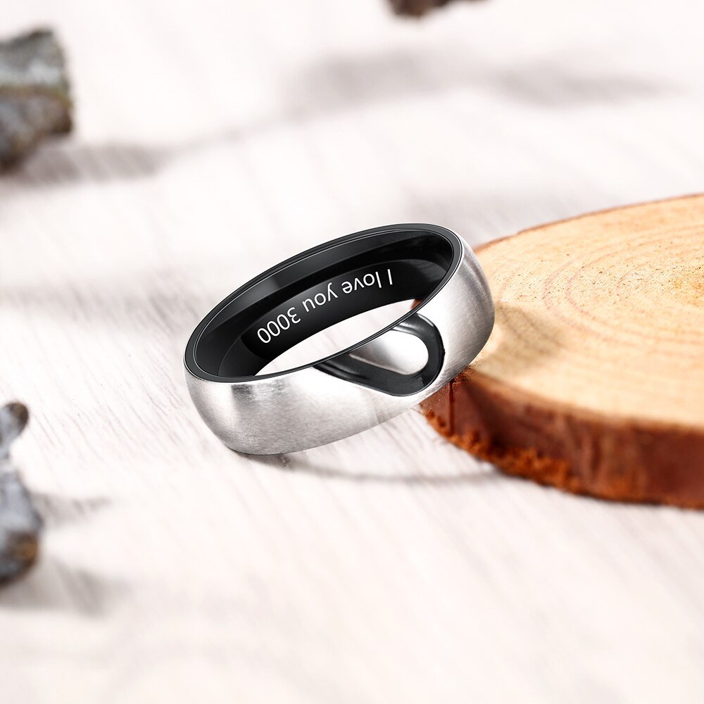 Personalised Heart Couples Ring Set with ZirconiasName Rings