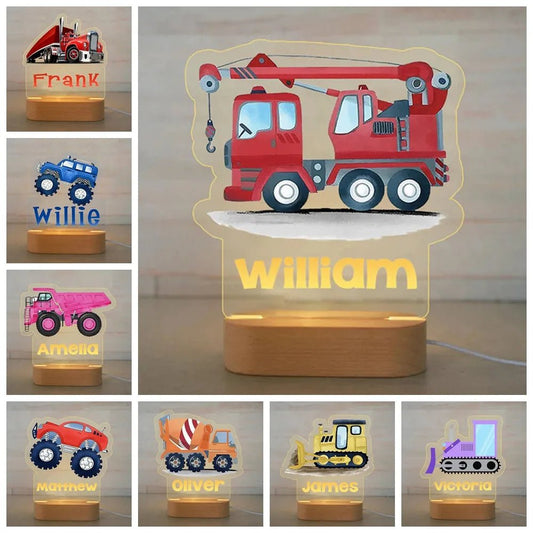 Personalised Kids Name Night Lights - Trucks - nightlight Personalisr Au