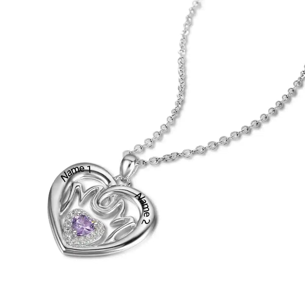 Personalised Mothers Embrace Birthstone Pendant. - Necklace Personalisr Au