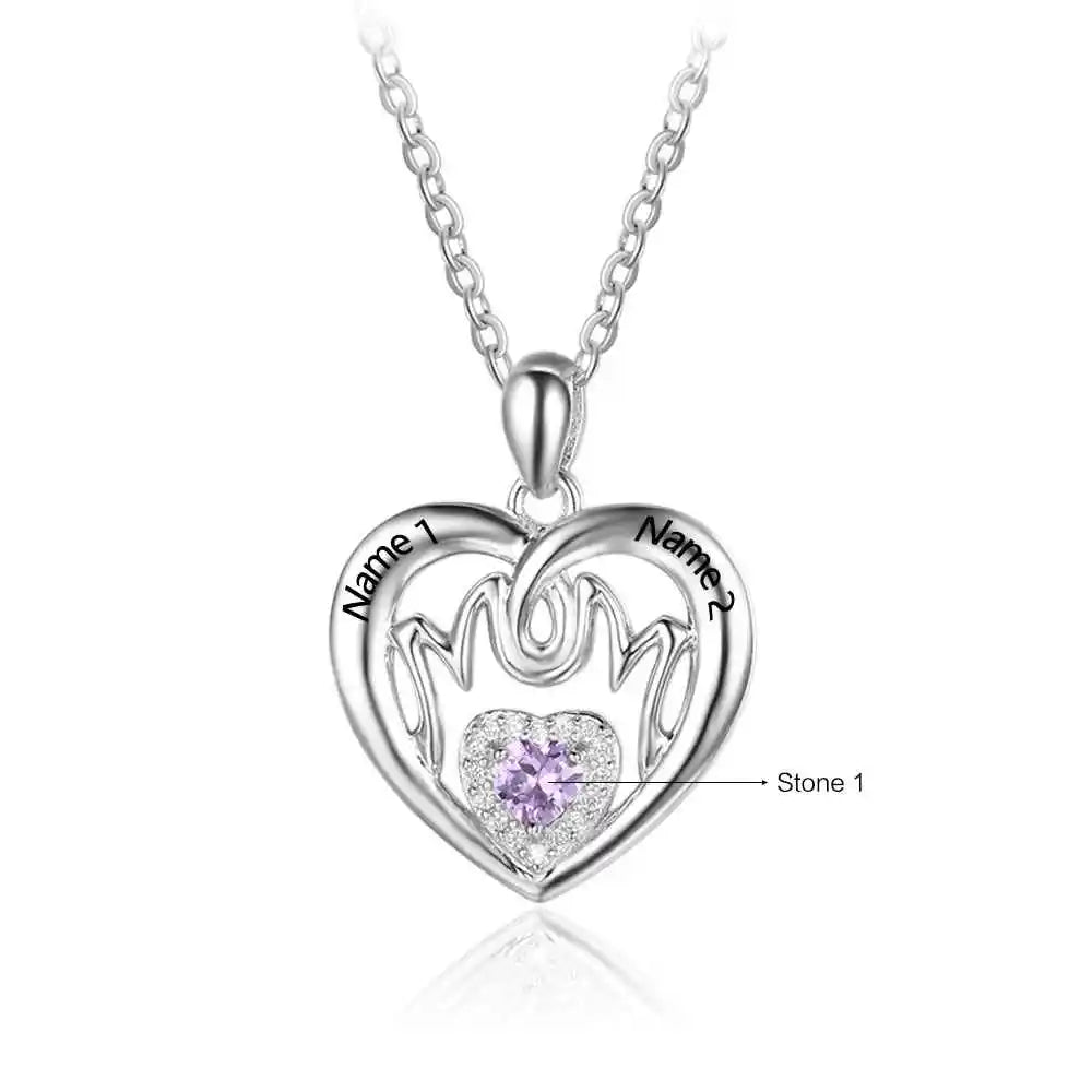 Personalised Mothers Embrace Birthstone Pendant. - Necklace Personalisr Au