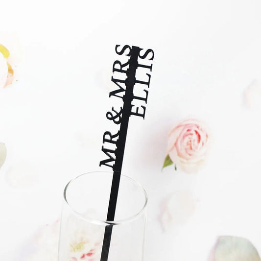 Personalised Mr & Mrs Swizzle Sticks - decoration Personalisr Au