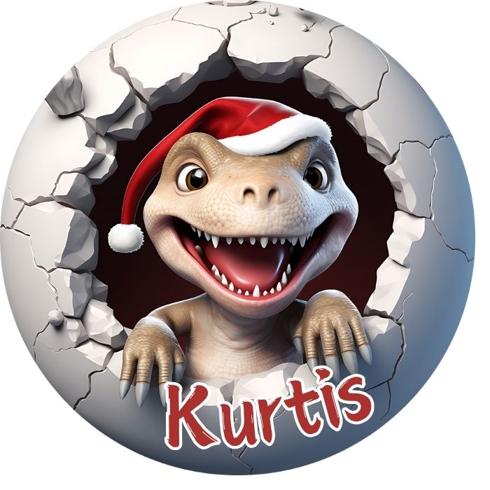 Custom Name Dinosaur Christmas Ornament Dino1