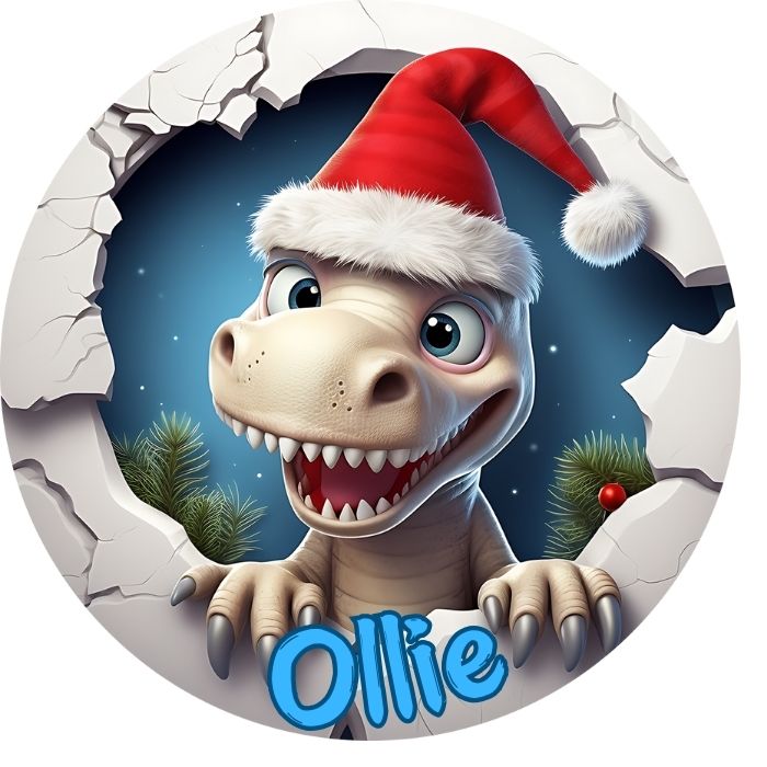 Custom Name Dinosaur Christmas Ornament Dino2