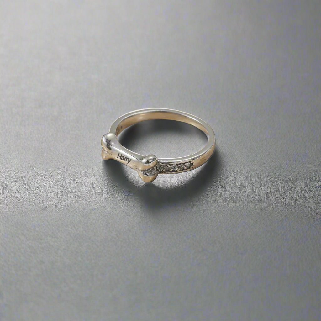 Personalised Name Dog Ring - Engraved 925 Sterling Silver with Zirconias - Rings Personalisr Au