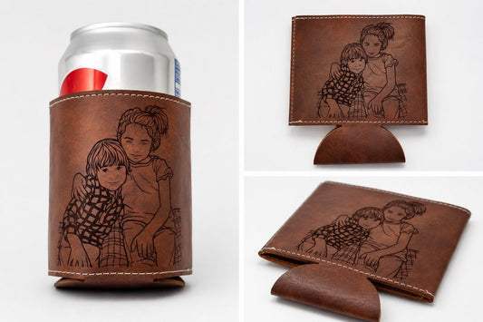 Personalised Photo Engraved PU Leather Stubby Holderstubby holder