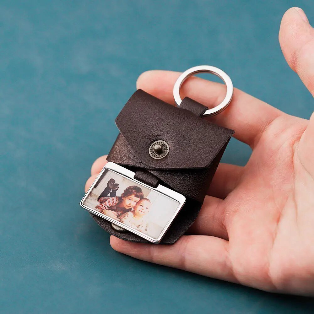 Personalised Snap Button Leather Keychain