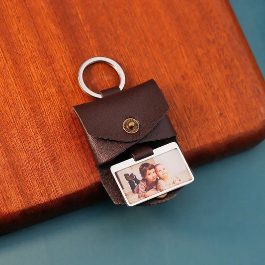 Personalised Snap Button Leather Keychain - Personalisr Au