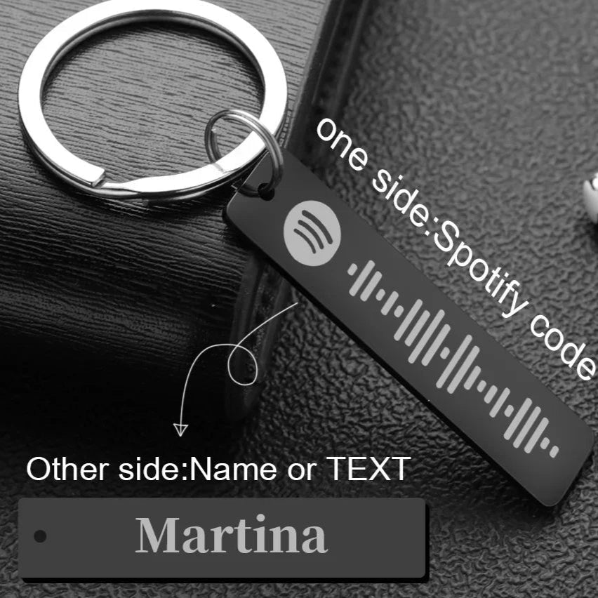 2 side engraved black spotify keychain