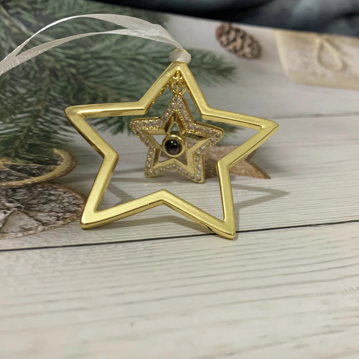 Personalised Star Projection Photo Ornament - Christmas Ornaments Personalisr Au