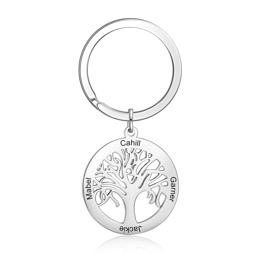 Personalised Tree of Life Stainless Steel Keychain - Personalised Keychain Personalisr Au