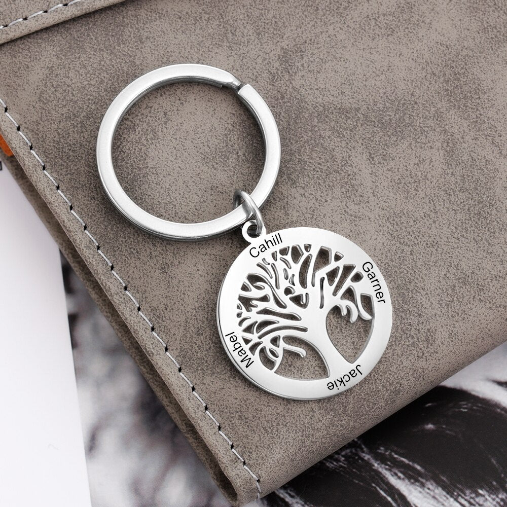 Personalised Tree of Life Stainless Steel Keychain - Personalised Keychain Personalisr Au