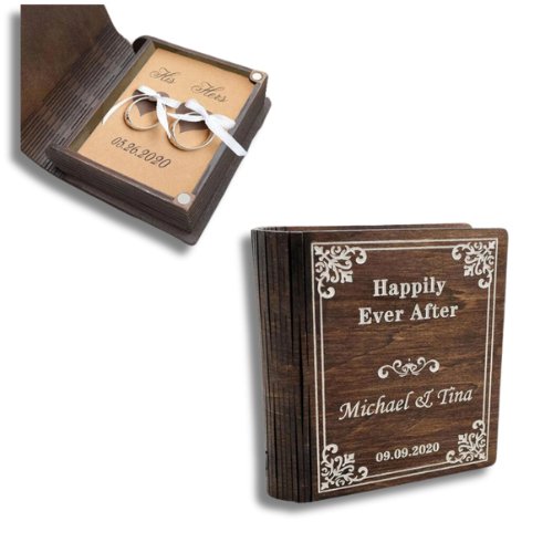 Personalised Wedding Book Ring Box - Ring Box Personalisr Au