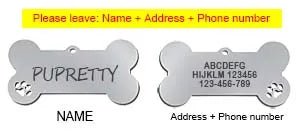 Pet Dog ID Tag Engraved Stainless Steel Bone Shape - pet id tag Personalisr Au
