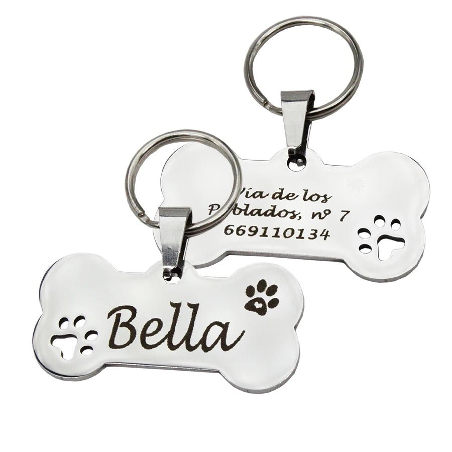 Pet Dog ID Tag Engraved Stainless Steel Bone Shape - pet id tag Personalisr Au