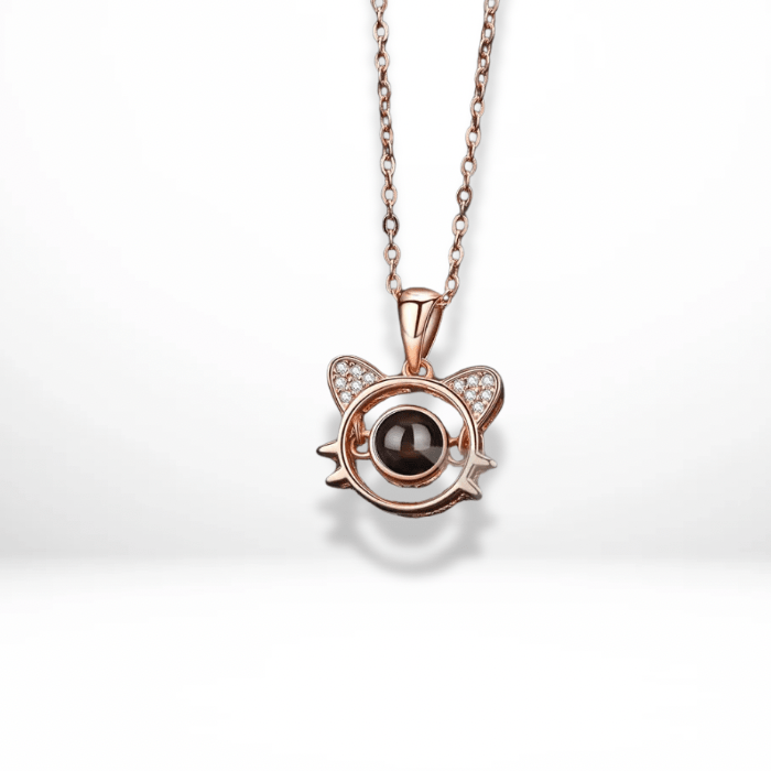 Pet Photo Necklace with Cat Photo Projection Pendant